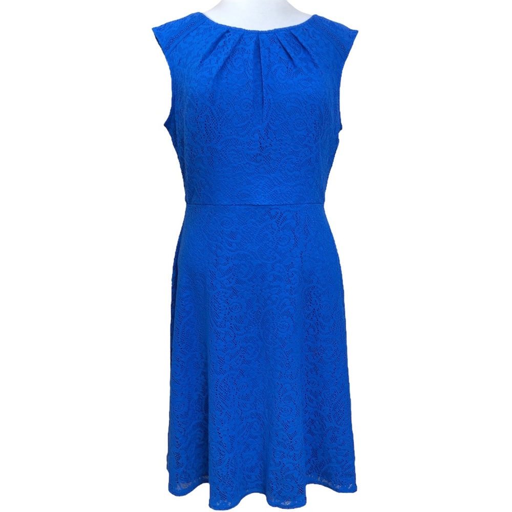Liz Claiborne Sleeveless Blue Lace Midi Dress